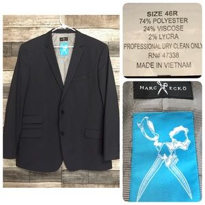 Marc Ecko Cut Sew Blazer Men’s 46R Blue Gray 2 Button Polyester Blend
